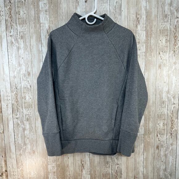 Fabletics Zaylee Funnel Neck Tunic Sweatshirt Womens L Heather Gray Athletic - Picture 1 of 7